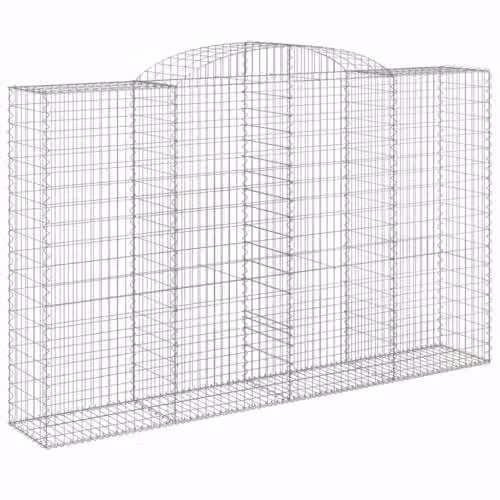 vidaXL Arched Gabion Baskets, 15 Pieces, Silver Galvanised Steel, W: 300 cm, D: 50 cm, H: 180/200 cm