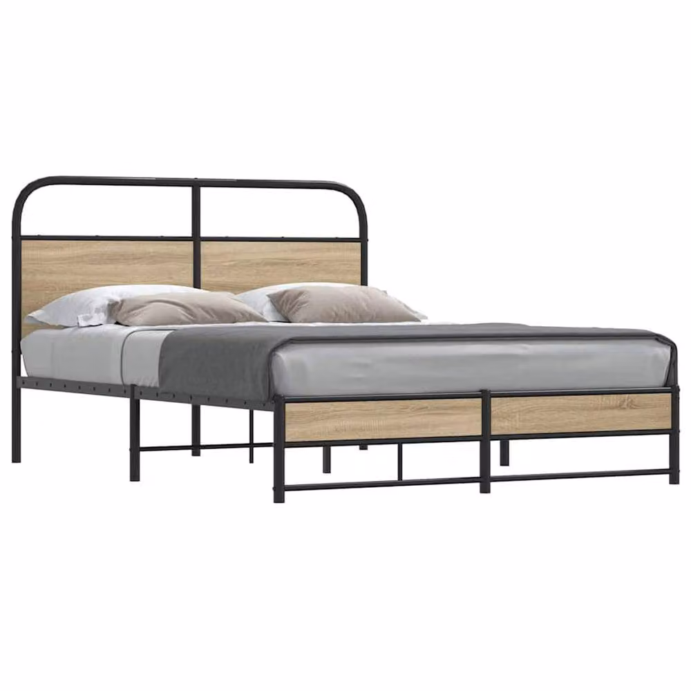 Berkfield Home Smoked Oak Bed Frame in Brown, W/D/H: 120 x 190 cm – 2
