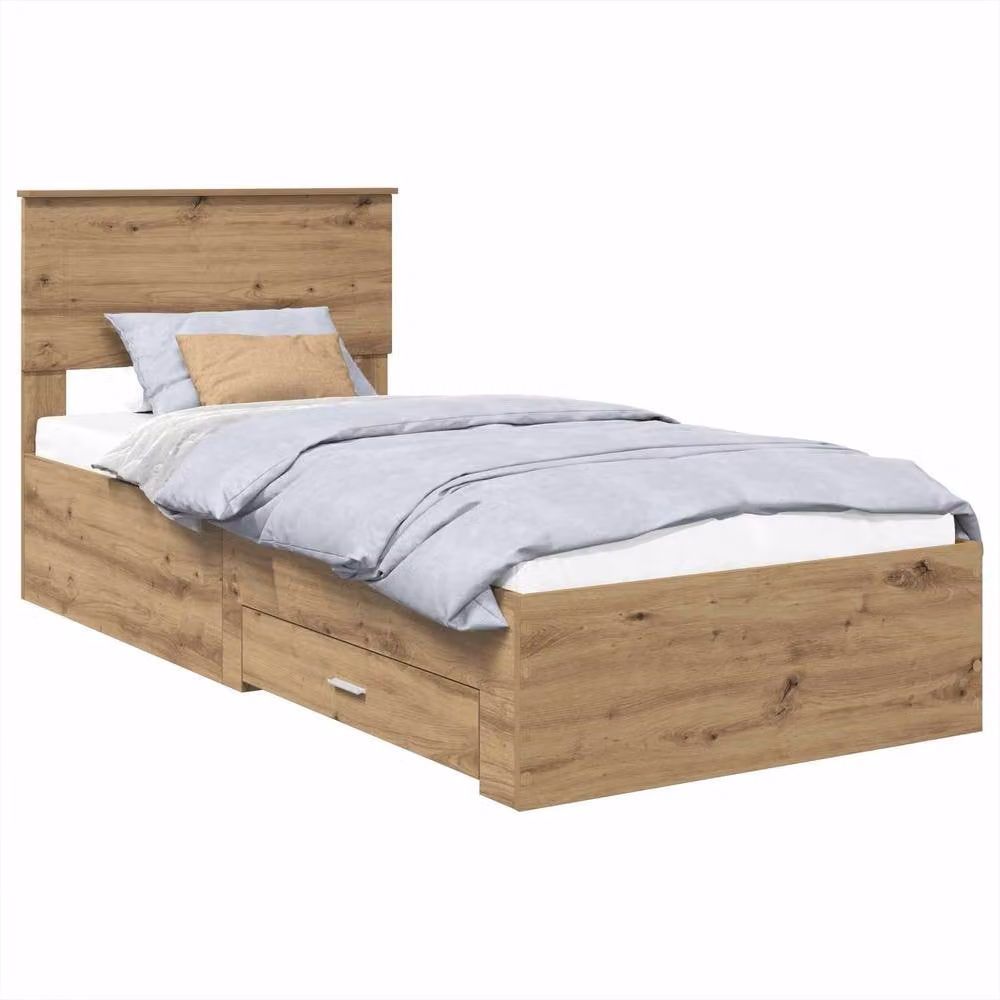 Berkfield Home Artisan Oak Bed Frame with Drawer, Brown, W/D/H: 90 x 200 cm – 2