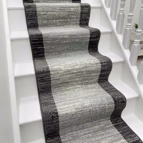 runrug Soft and Durable Machine Woven Stair Runner in Morning Mist Light Grey, W: 70 cm, L: 600 cm – 1