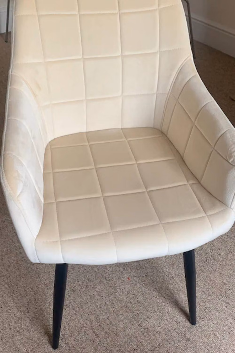 Life Interiors Camden Modern Velvet Dining Chair with Armrests and Metal Legs in Cream – 4