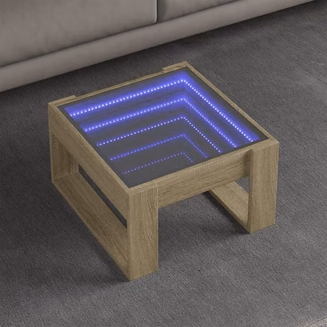 Berkfield Home Infinity LED Coffee Table in Sonoma Oak Brown, W/D/H: 50 x 53 x 30 cm – 1