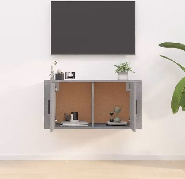 Berkfield Home Wall Mounted TV Cabinet in Grey Sonoma, W: 80 cm, D: 34.5 cm, H: 40 cm