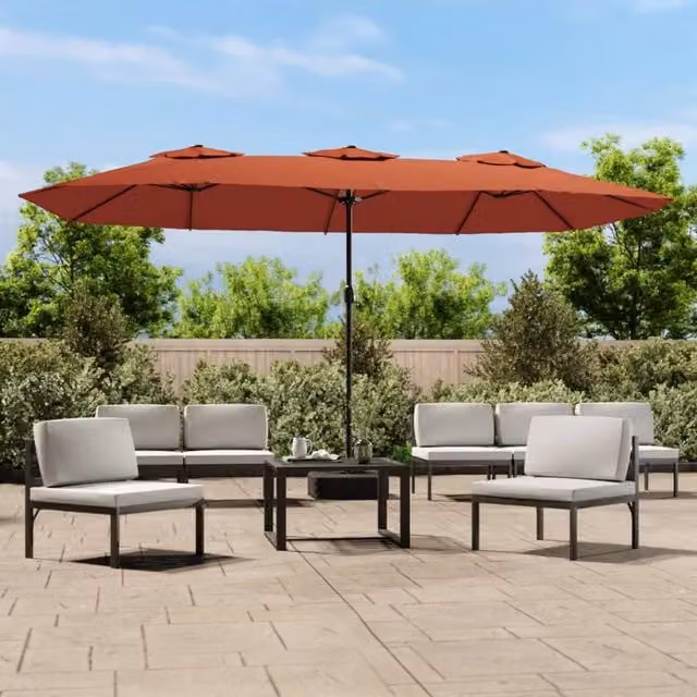 Berkfield Home Double-Head Cantilever Parasol in Orange, W: 449 cm, H: 245 cm – 1