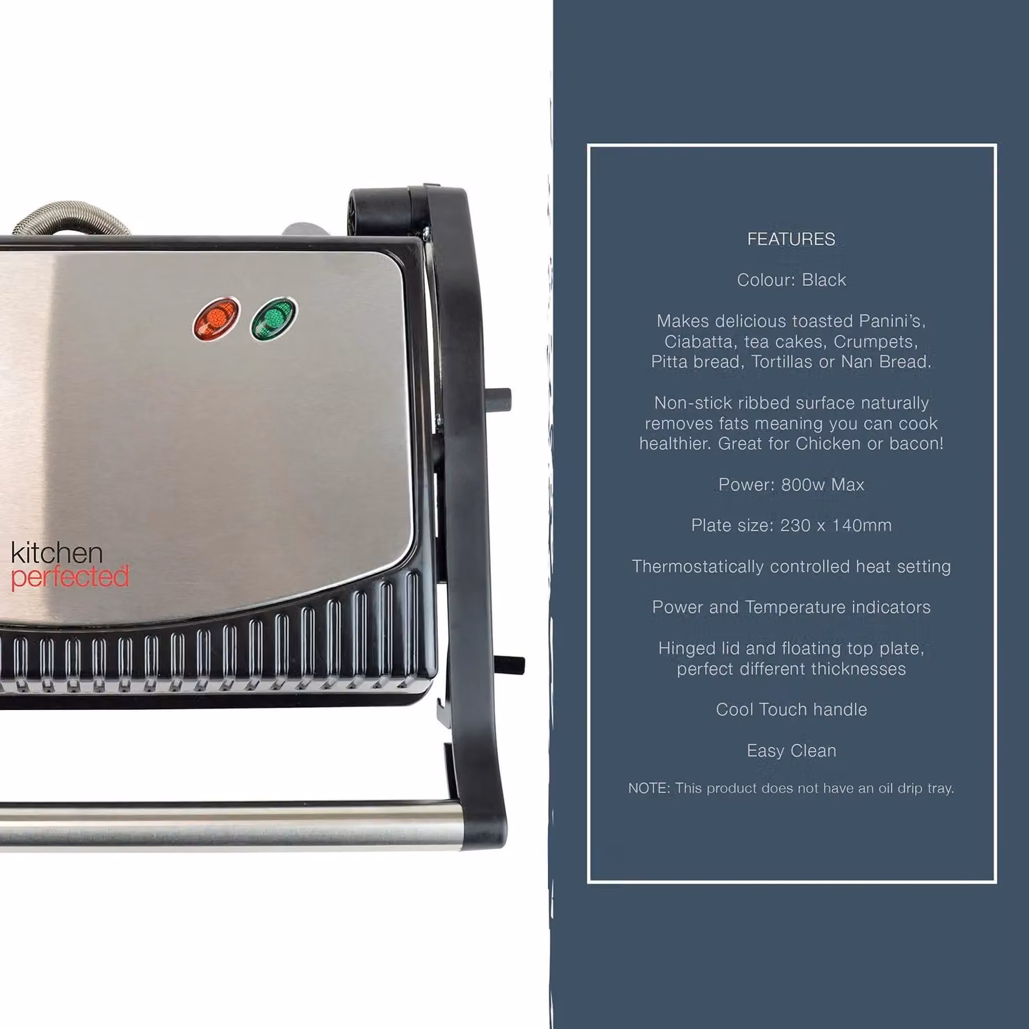 Lloytron Health Grill and Panini Press in Black and Silver – 4