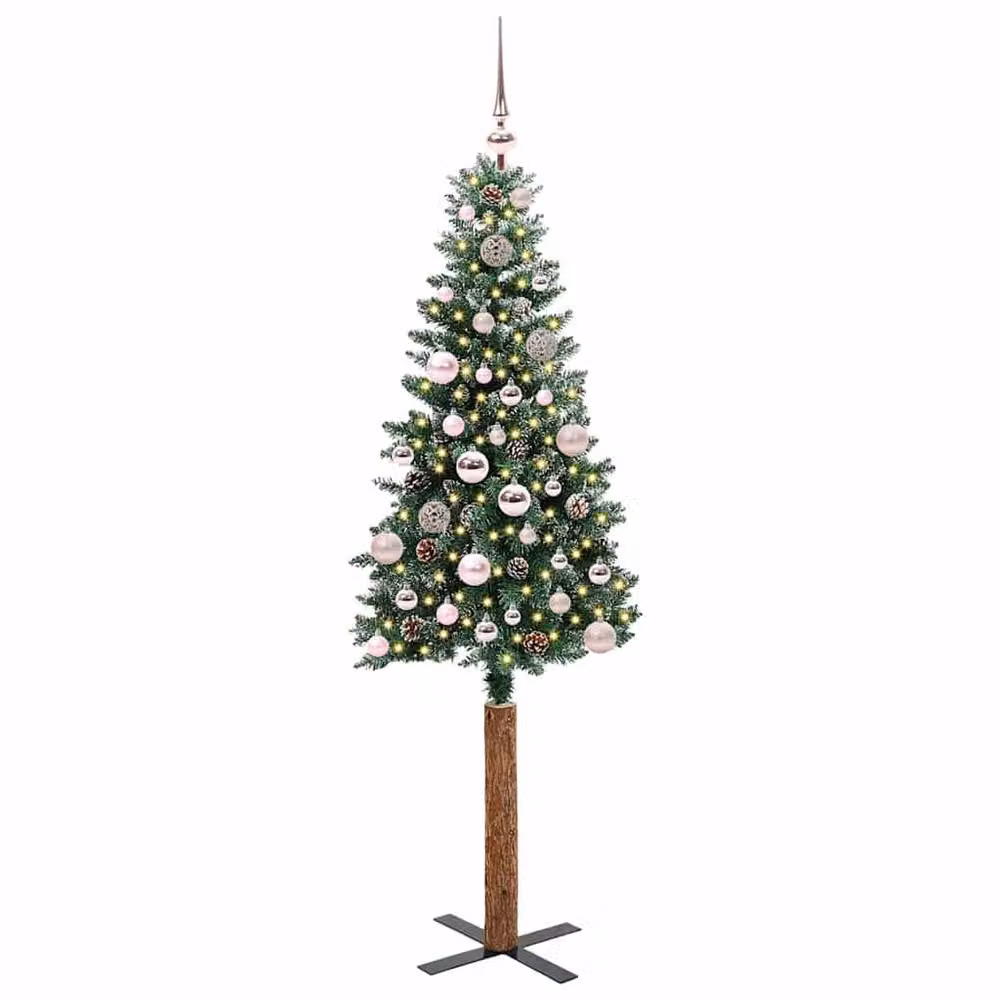 Berkfield Home Slim Christmas Tree with 150 LEDs in Green and White, Height: 150 cm – 2