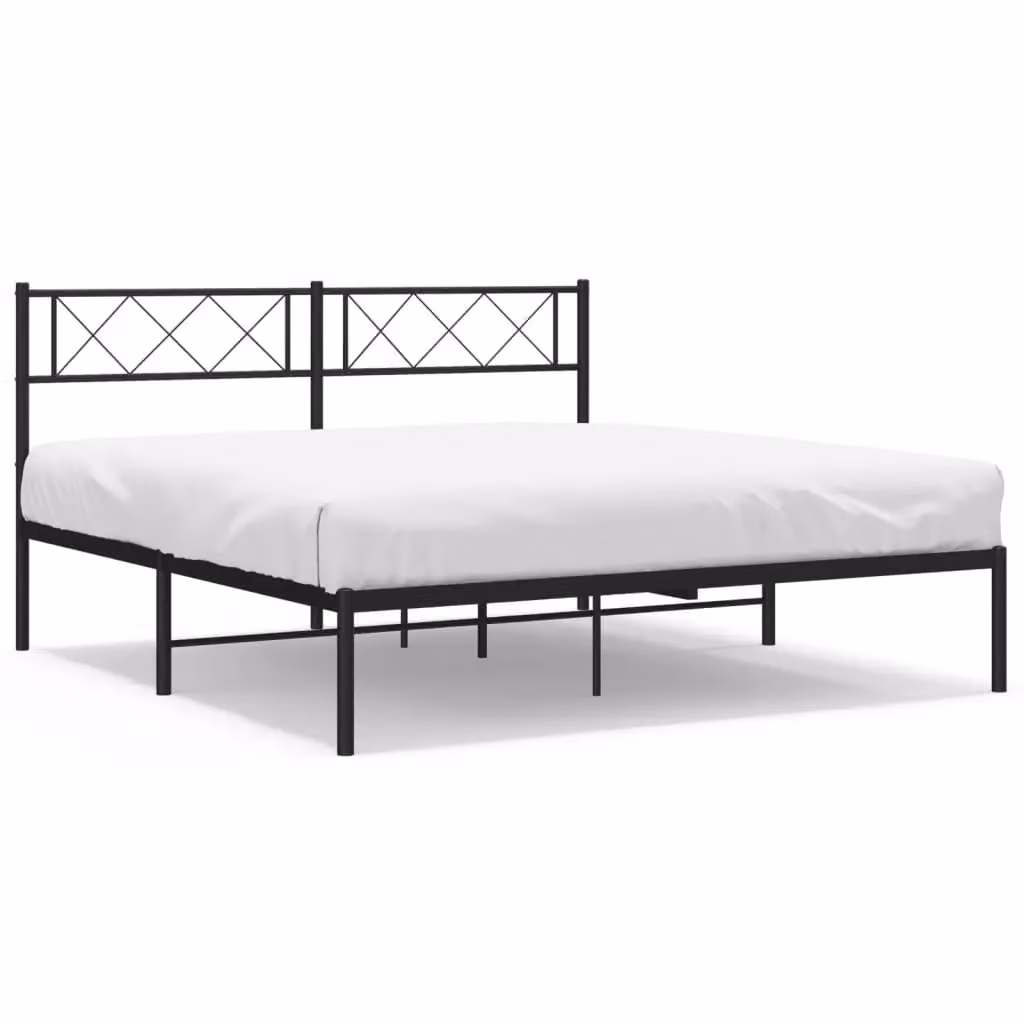 Berkfield Home Metal Bed Frame with Headboard in Black, W/D/H: 140 x 200 cm – 2