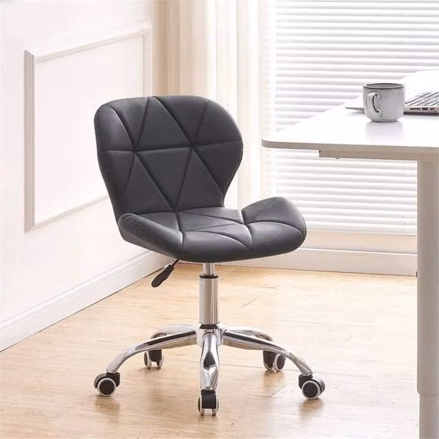 VOGREX Black Adjustable Swivel Vanity Chair with Castors for Home Office – 1