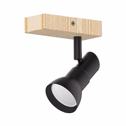 Netlighting Zumaline Triest Single Spotlight in Matt Black and Wood with 1x GU10
