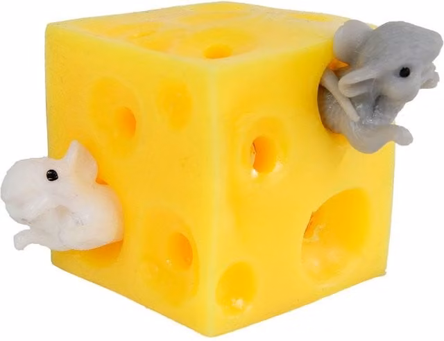 UMKYTOYS Bouncing Stretchy Cheese and Mice Sensory Toy, Multicolour