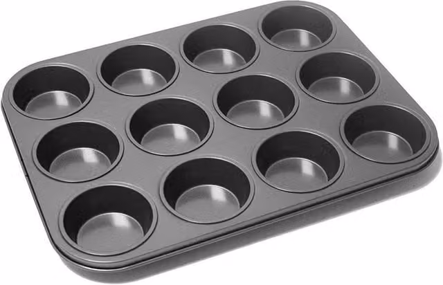 FLAVORA Non-Stick 12 Cup Muffin Tray in Black, W/D/H: 100 x 15 x 15 cm