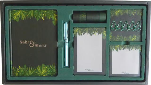 Peacock Supplies Sabr Shukr Stationery Gift Set Jungle in Green and Silver