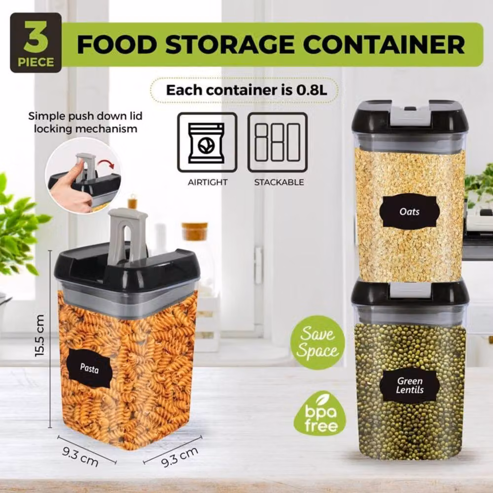 Top 3 Lock N Fresh Airtight Stackable Food Storage Containers, 3 Piece Set, Clear, 0.8 l each – 2