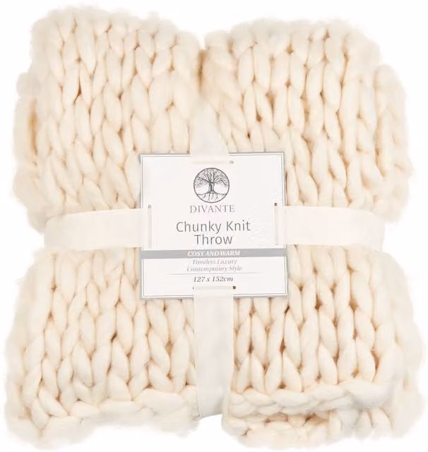 Divante Ivory Chunky Knit Throw