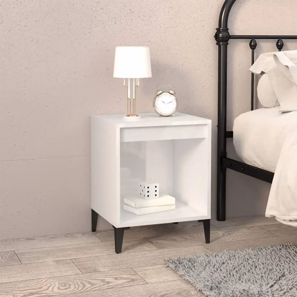 Berkfield Home Set of 2 High Gloss White Bedside Cabinets, W/D/H: 40 x 35 x 50 cm – 2