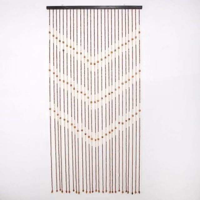 FLAVORA Style B Wooden Bead Curtain Blind Screen Divider in Brown