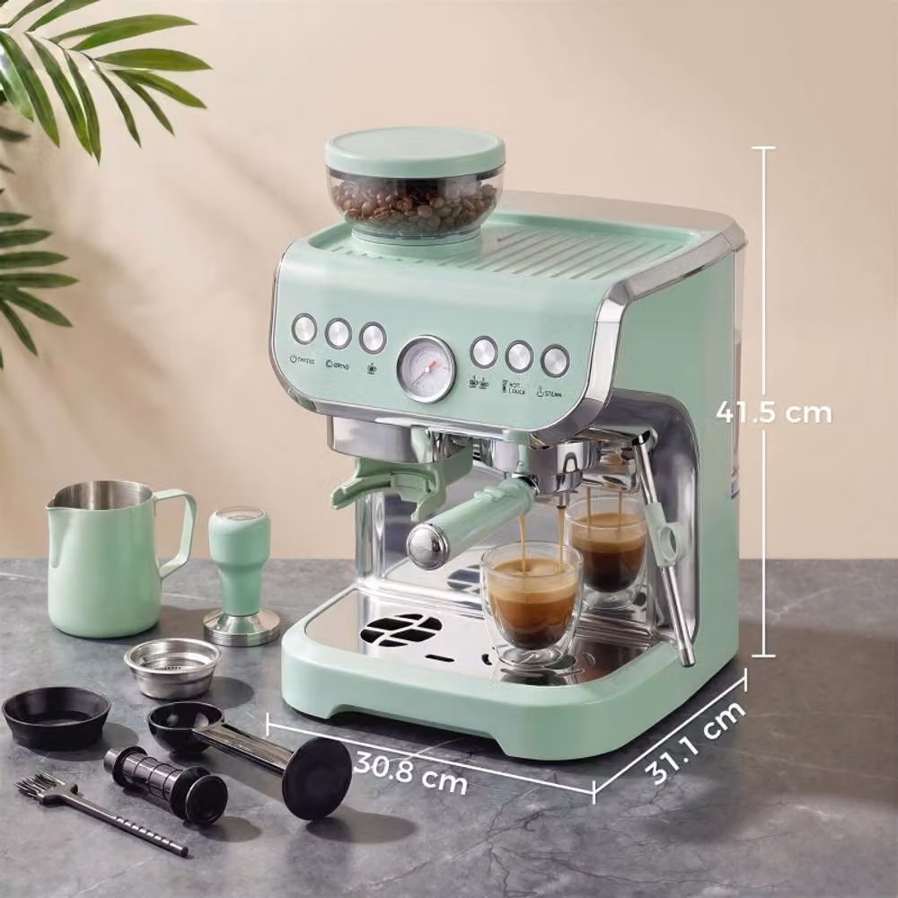 Rolipo Bean to Cup Coffee Machine, Light Green, 15 Bar Pressure, W: 41.5 cm, D: 30.8 cm – 2