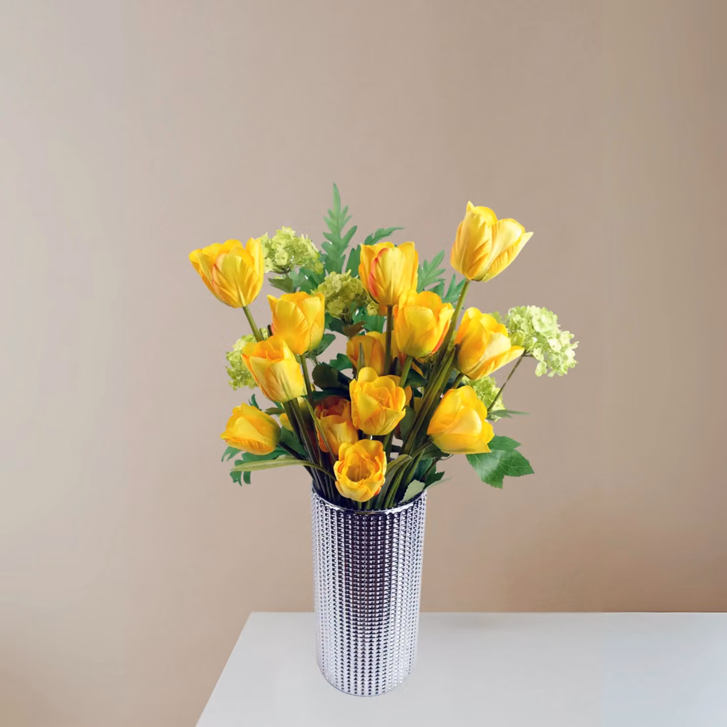 Pegdev Pack of 6 Artificial Tulip Stems in Yellow and Red, 80cm Realistic Silk Flowers for Wedding and Tabletop Decoration – 3