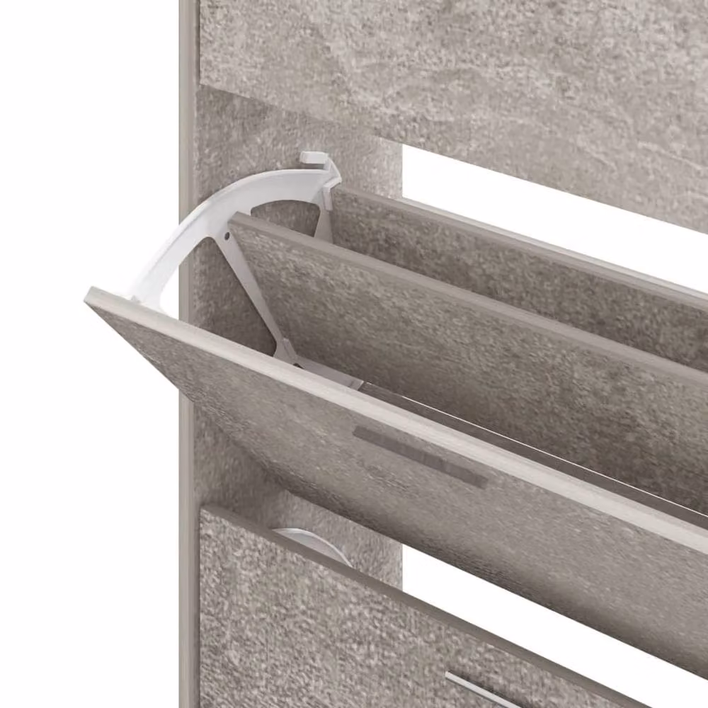 Berkfield Home Concrete Grey Shoe Cabinet with Tilting Compartments, W/D/H: 63 x 24 x 103 cm – 2