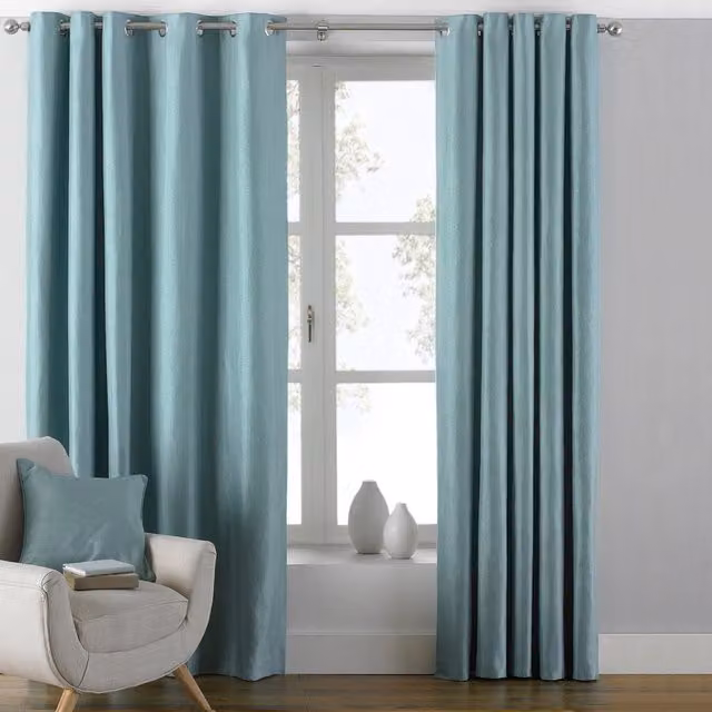 Make It A Home Set of 2 Atlantic Twill Woven Room Darkening Eyelet Curtains in Blue, Height: 183 cm, Width: 117 cm