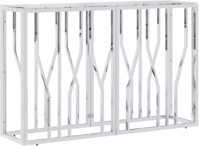 Berkfield Home Silver Stainless Steel and Glass Console Table, W/D/H: 110 x 30 x 70 cm