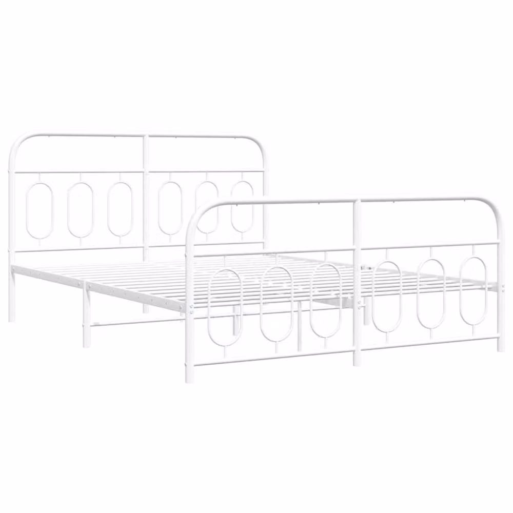 Berkfield Home Metal Bed Frame with Footboard, White, W/D/H: 140 x 190 cm – 3