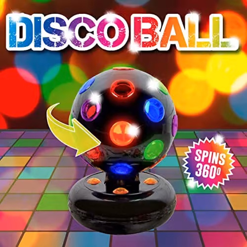 Global Gizmos 45860 Battery Operated Rotating LED Disco Ball with Multi-Coloured Lights, Black – 6