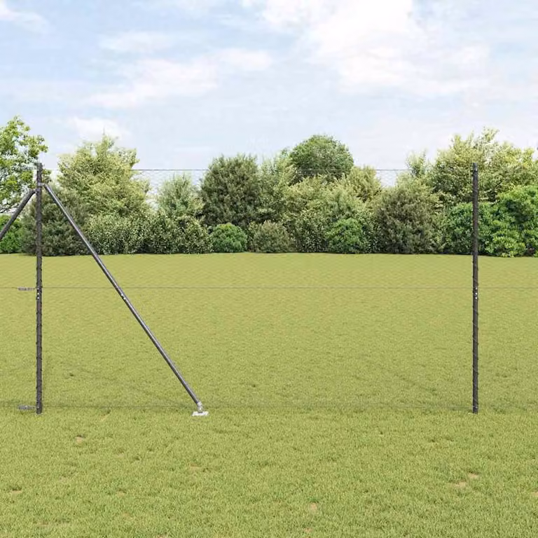 Berkfield Home Grey Powder-Coated Steel Hexagon In-Ground Fence, H: 160 cm x W: 100 m