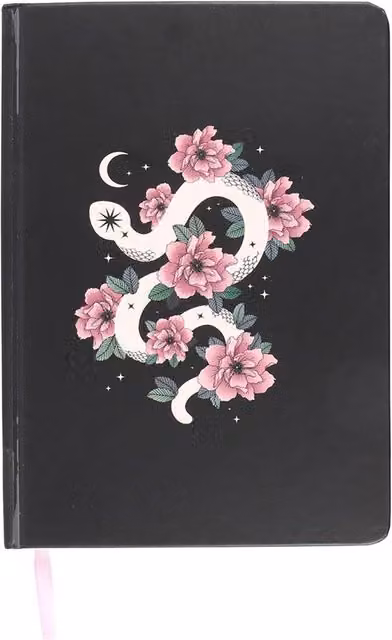 Something Different Serpentine Floral Snake A5 Hardcover Notebook in Black, Pink and White