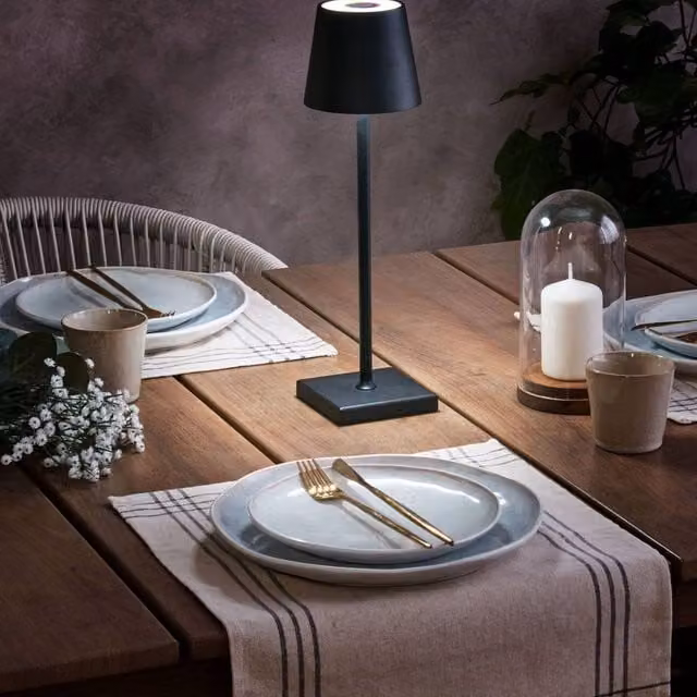 Wyld and Coco Black Aluminium Table Lamp with USB Charging and Dimmable Lighting