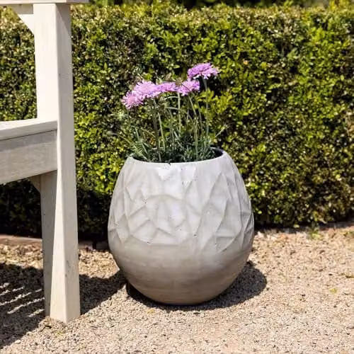 Primrose Grey Geometric Pattern Effect Round Planter
