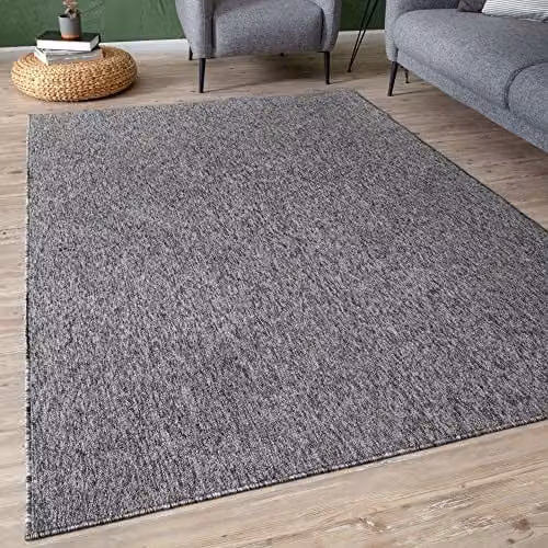 THE RUGS Modern Grey Low Pile Rectangular Area Rug, W: 150 cm, D: 80 cm