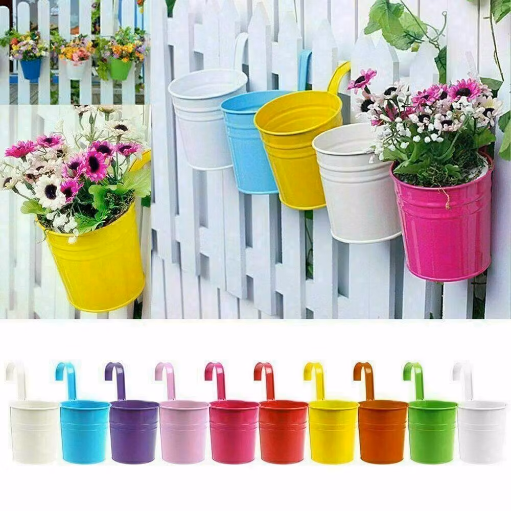 EONLION Blue Metal Hanging Flower Pot Planter for Garden and Balcony – 5