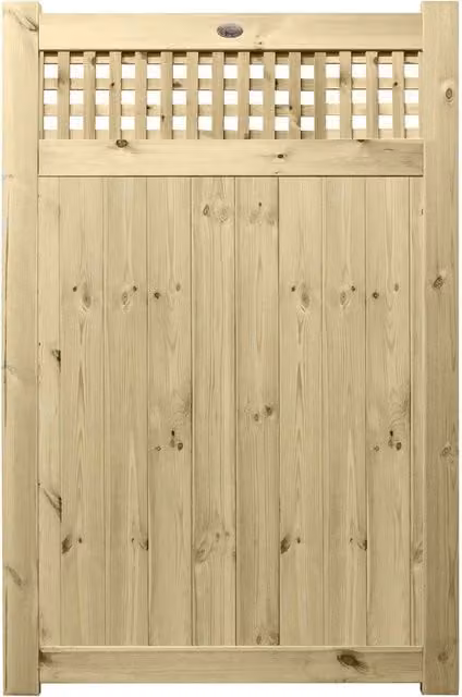 Premier Garden Supplies URBAN Interlocked Tongue Groove Pressure Treated Garden Gate with Square Trellis Top, W: 120 cm, H: 180 cm