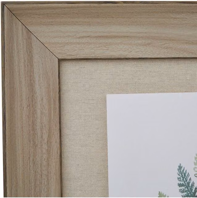 KDMK Watercolour Fern Duo Botanical Wall Art in a Brown Washed Wood Frame