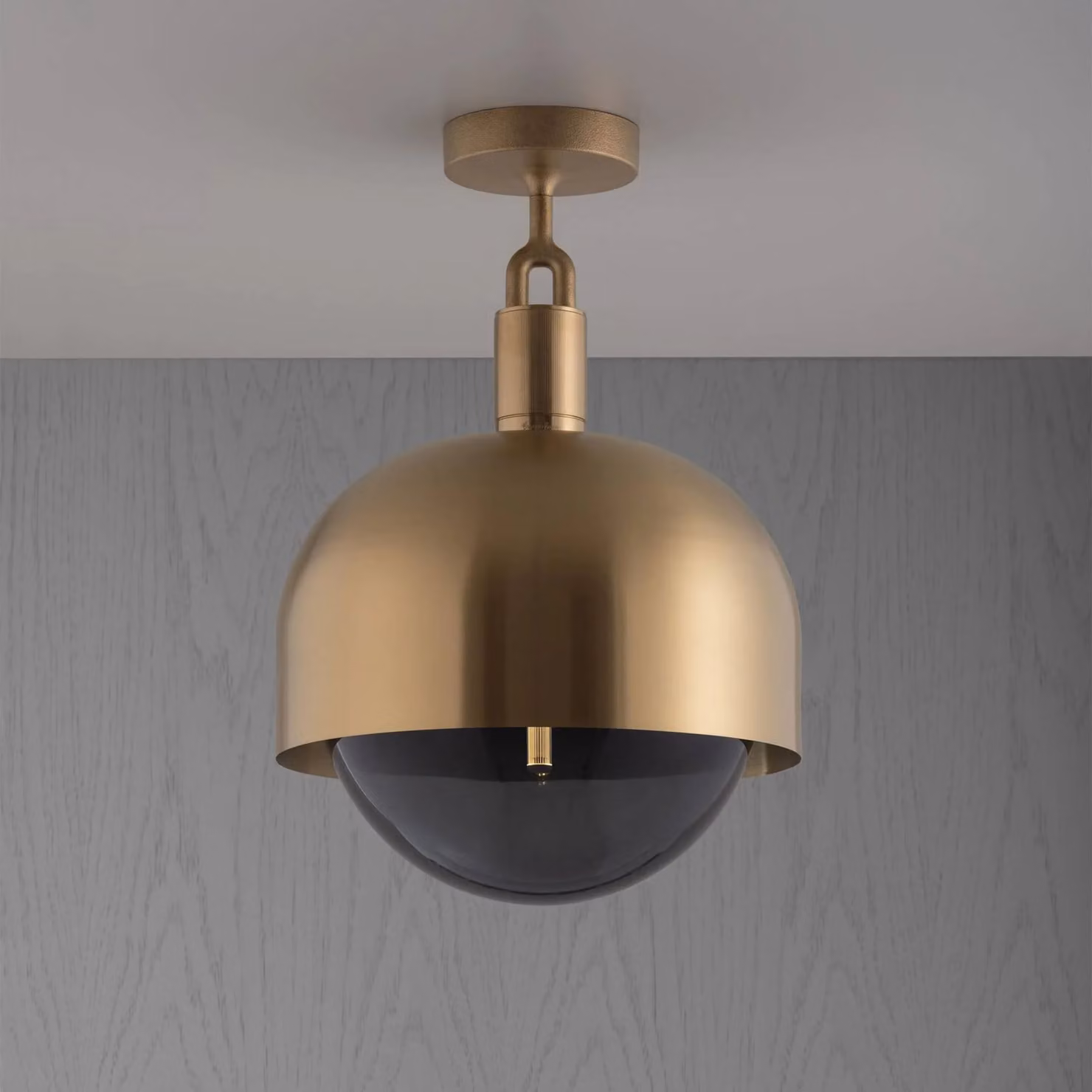 Buster + Punch Forked Ceiling Light in Gold/Brass with Transparent Glass Sphere