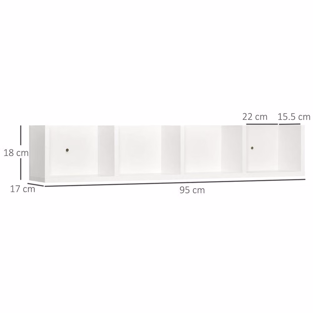 ERGOVEXA Wall Mounted Media Storage Rack in White, featuring 4 Cubes for CD, DVD and Blu-ray Storage – 2