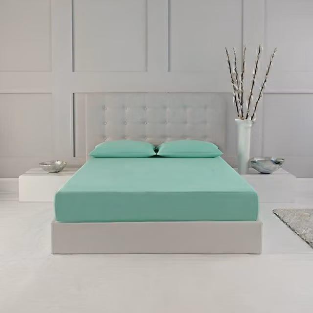 Snug City Home Sweet Home UK Polycotton Plain Dyed Extra Deep Fitted Sheet in Green, Small Single, Depth: 25 cm