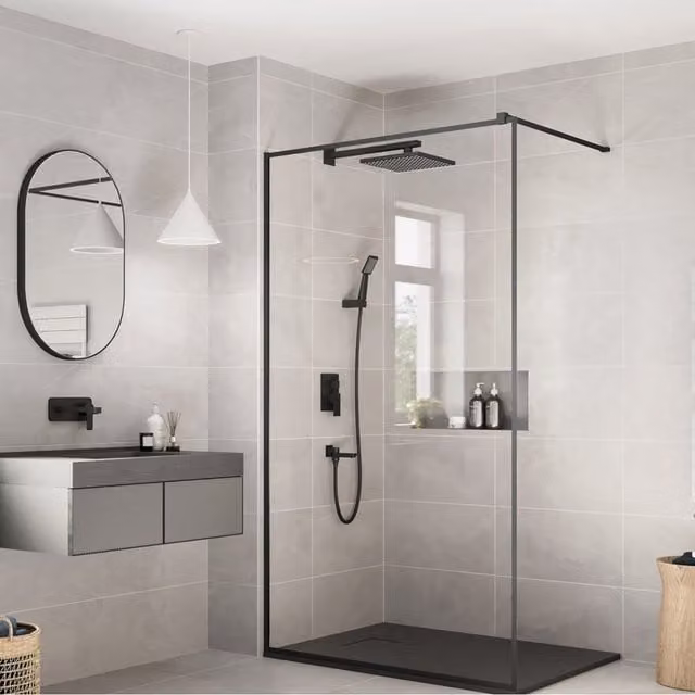 Johnson Tiles Melford Marble Effect Glossy Rectified Wall Tile Sample - Light Grey