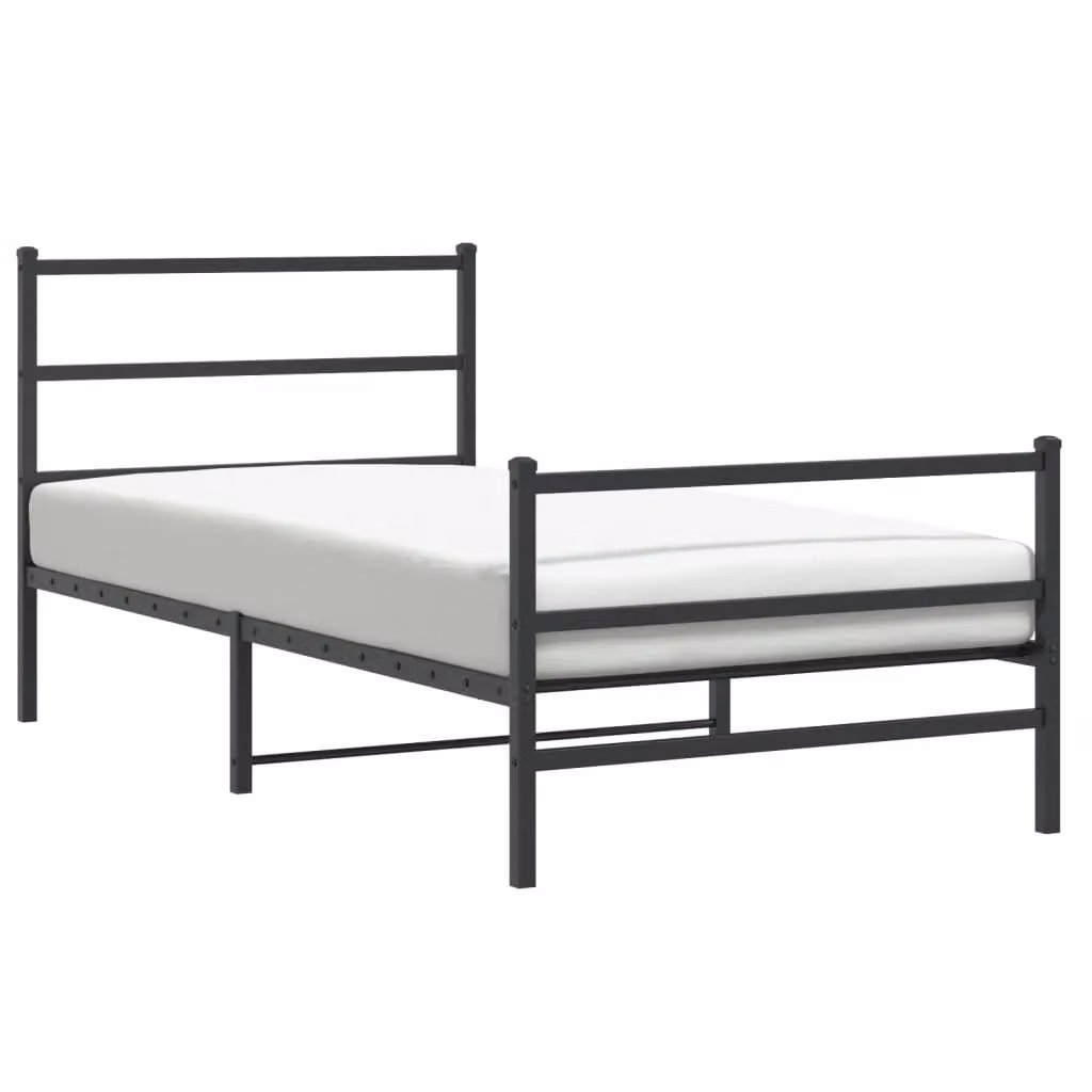 Berkfield Home Metal Bed Frame with Footboard, Black, W/D/H: 100 x 200 cm – 2