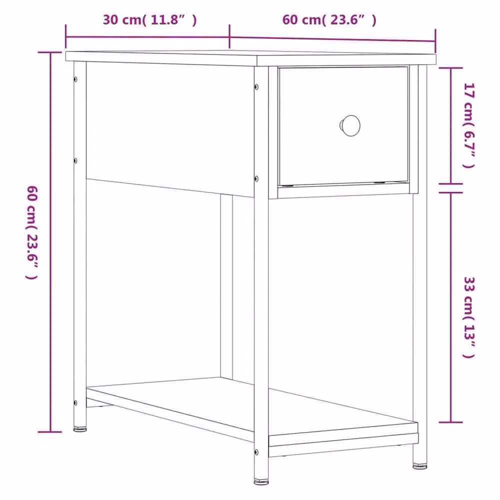 Berkfield Home Brown Oak Bedside Cabinet W/D/H: 30 x 60 x 60 cm – 5