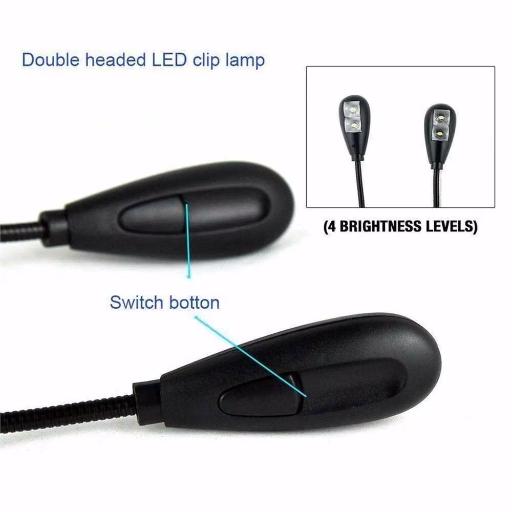 Nordara Black Clip-on LED Music Stand Light with 6 Adjustable LEDs – 4