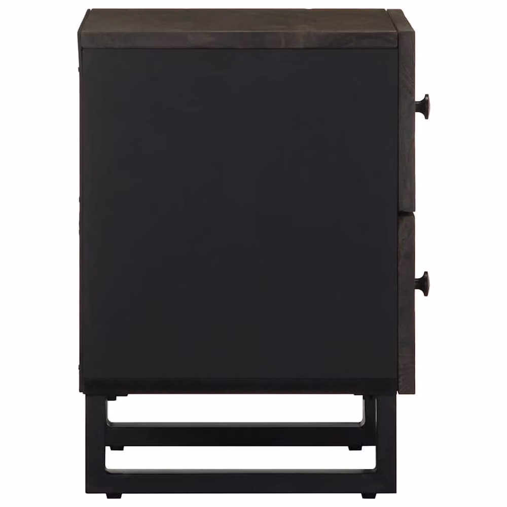 Berkfield Home Set of 2 Black Mango Wood Bedside Cabinets W/D/H: 40 x 33 x 46 cm – 4
