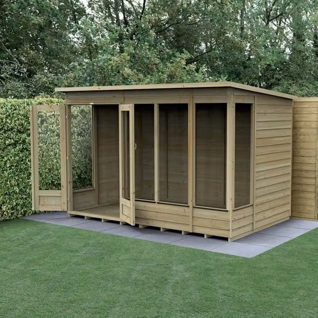 4LIFE Pent Summerhouse Classic Brown Wood Lean-to Design with Window