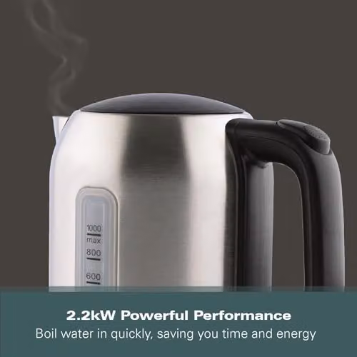 Hamilton Beach Stainless Steel Electric Kettle with Auto Shut Off, 1L, Silver and Black – 4