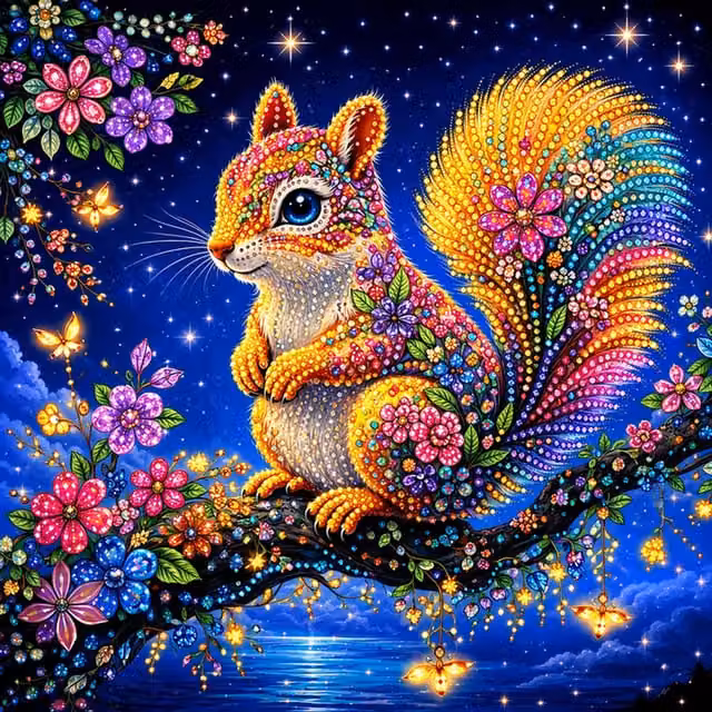 Syntego Multi Colour Squirrel 5D DIY Diamond Painting Kit with Resin