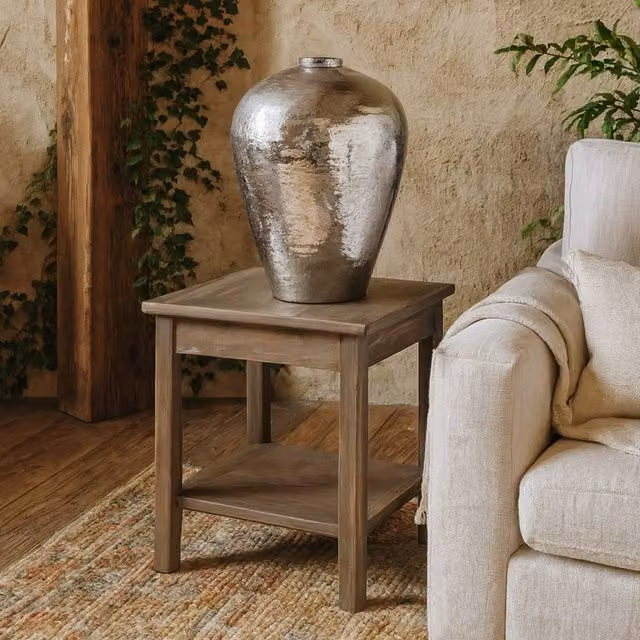 Wyld Haus Large Hammered Silver Ceramic Vase, H 57.0 cm x W 40.0 cm x D 40.0 cm