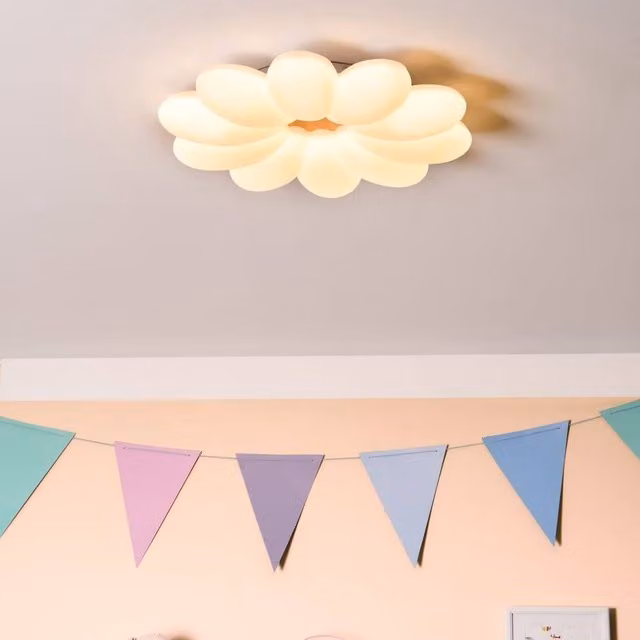 Wyld and Coco White Acrylic Flower Shade Ceiling Lamp with Remote Dimming