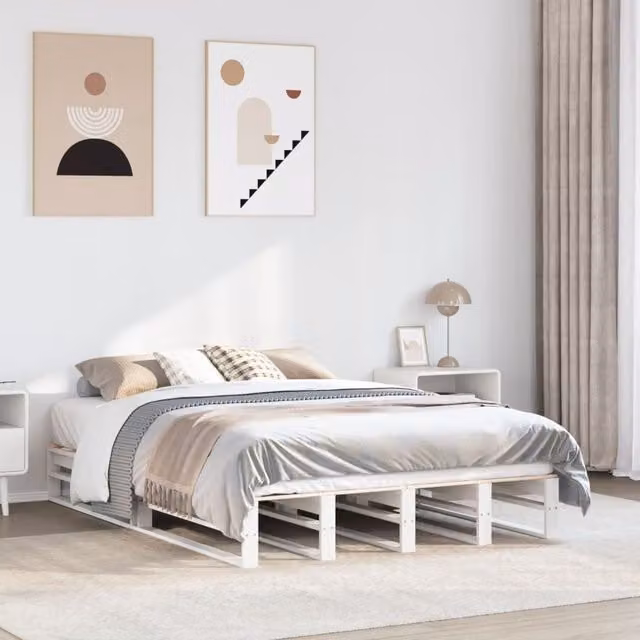 Berkfield Home Small Double Solid Wood Pine Bed Frame, White, W/D/H: 120 x 190 cm – 1