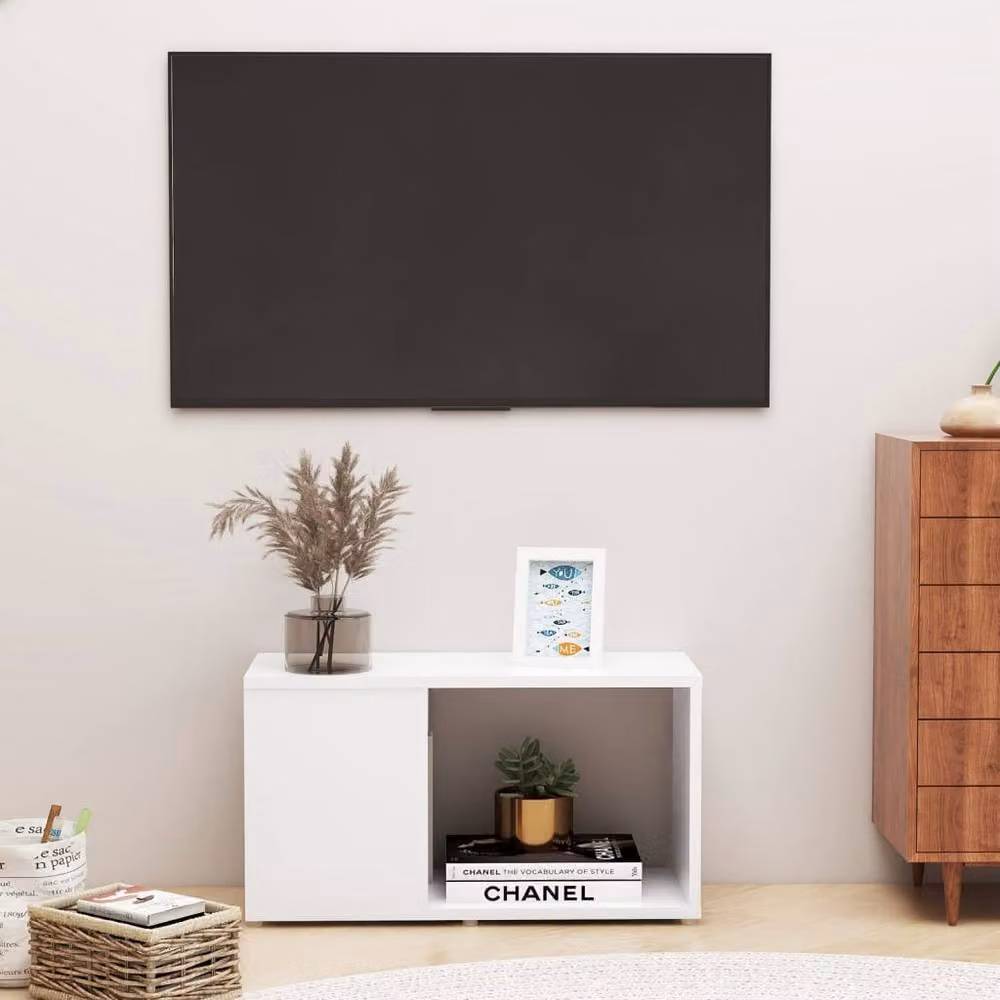 Berkfield Home White TV Cabinet in Engineered Wood W/D/H: 60 x 24 x 32 cm – 2